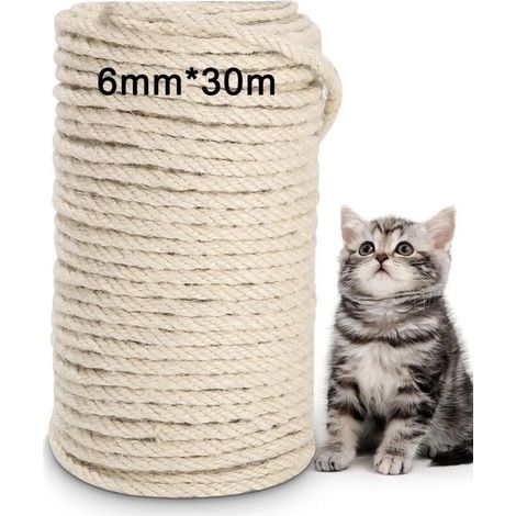Corde en sisal naturelle 6mm × 30m – Résistante au frottement – Pour griffoirs et projets créatifs – Biodégradable et durable (1/5)