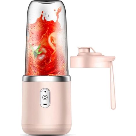 Frullatore portatile - Mini frullatore portatile - Frullatore ricaricabile - Mini spremiagrumi elettrico da 400 ml con coperchio per bere - Adatto per casa, viaggi, ufficio e palestra