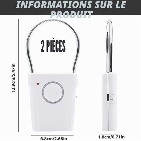 Door Handle Alarms Touch Sensor Alarm for Home Hotel Room Camper Door Handle Alarm White (1/4)