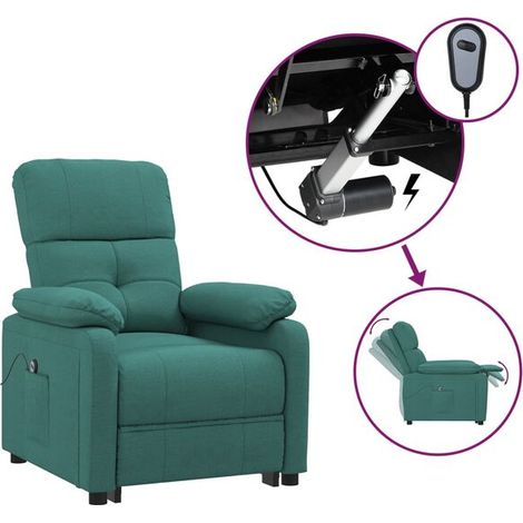 Fauteuil inclinable électrique en tissu vert foncé (1/5)