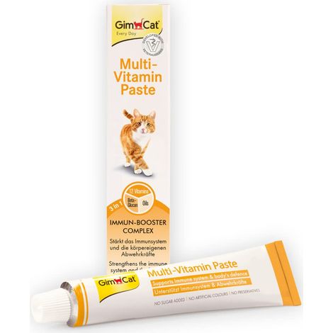 GimCat Multi-Vitamin Pasta, Snack sano per gatti, attiva le difese e rafforza il sistema immunitario, 1 tubetto, 1 x 100 g (1/5)