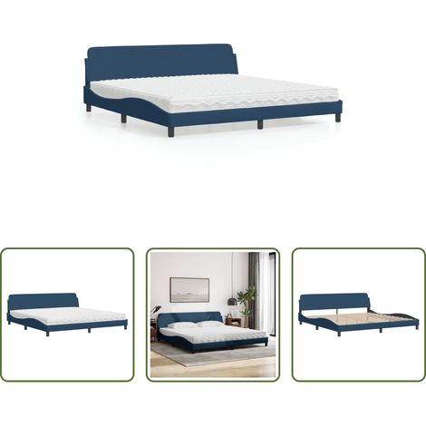 Matelas en mousse -  Lit avec matelas Dover bleu 200x200 cm tissu (1/5)