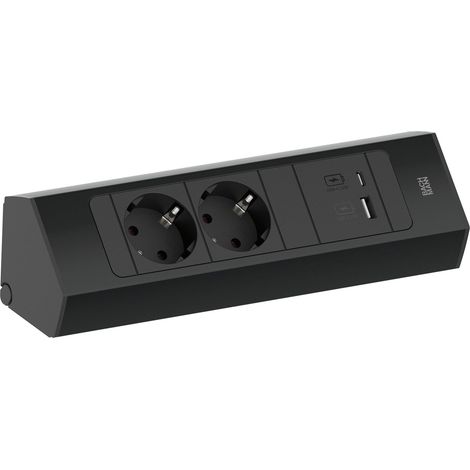 Bachmann Ecksteckdose Küche Casia2 K 2 fach Steckdosenleiste mit USB C und A für Ecken und Nischen, schwarz (1/5)
