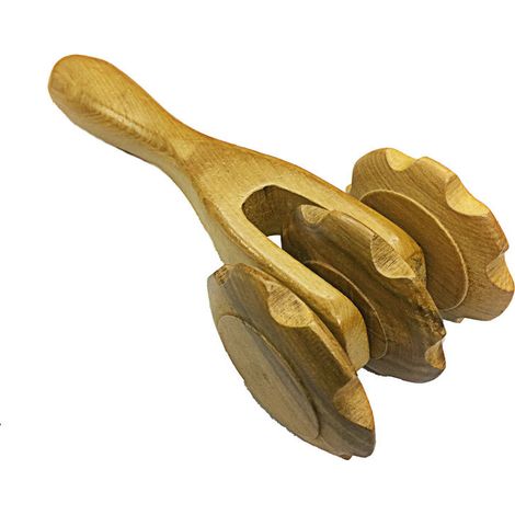 Rouleau de massage en bois à trois roues, outil de massage santé et relaxation musculaire