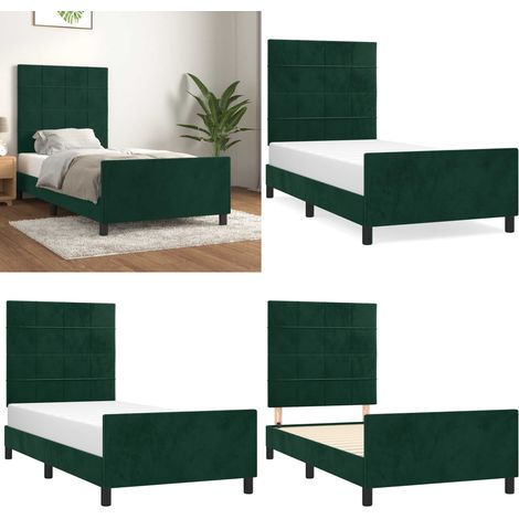 Cadre de lit sans matelas vert foncé 120x200 cm velours - Cadre De Lit - Lit Double - Lit Avec Têted’appui - Tête De Lit - Velours - Home & Living (1/5)