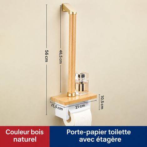 Porte-papier toilette mural couleur bois naturel, boîte à mouchoirs simple, boîte de rangement et barre d'appui 61,5 × 1750 × 1750 cm 1,15 kg – Livraison gratuite