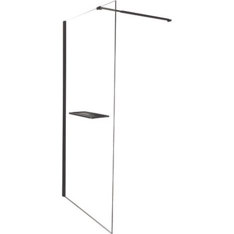 ONDEE - Mamparas de baño INDUS - Vidrio templado - Estante - Acabados negros mate - 90x200x0,8cm (1/5)