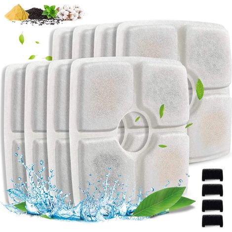 8er-Pack Filter für Haustierbrunnen, 3er-Pack Ersatzfilter für 84 oz/2,5 l Katzentrinkbrunnen mit Dreifach-Filtersystem