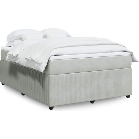Boxspringbett mit Matratze Hellgrau 140x200 cm Samt