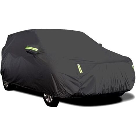 Housse de voiture extérieure, respirante, anti-UV, résistante à la poussière et à la neige, avec boucle fixe, bande réfléchissante (Noir, 5.3 x 2 x 1,5 m) (1/4)
