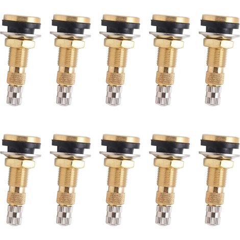 Valve de Pneu, Lot de 10 TR618A Valve Tubeless en Laiton pour Tracteur, Diamètre de 0,625 Pouce (1/5)