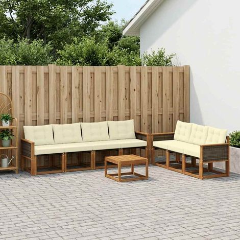 vidaXL Outdoor-Sofagarnitur mit Kissen 8 pcs Natur und Creme (1/5)