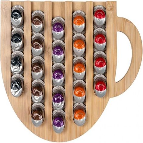 Présentoir À Capsules De Café - Bois Naturel - Pour Machine À Expresso - 36 Emplacements - Lot De 1