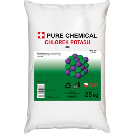 Chlorure de potassium KCL - 25 kg - Pureté 99,9% - Soluble et Non toxique