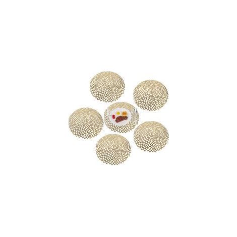 Set de Table Napperon Antidérapant Lavable en PVC Lot de 6 Placemat Elegants Résiste à la Chaleur pour la Cuisine Restaurant d'or (1/5)