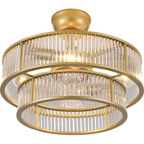 Ventilatore da soffitto con luce in cristallo oro 50 cm, 4 attacchi E26, ABS, App e telecomando (1/5)