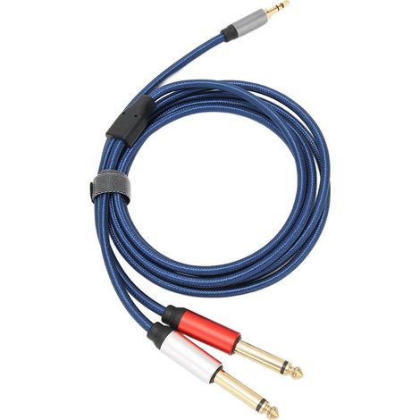 3,5-mm-auf-2-6,35-mm-Stereo-Audio-Splitterkabel, Mono-Stecker, vergoldet, für Fahrzeuge und Boote