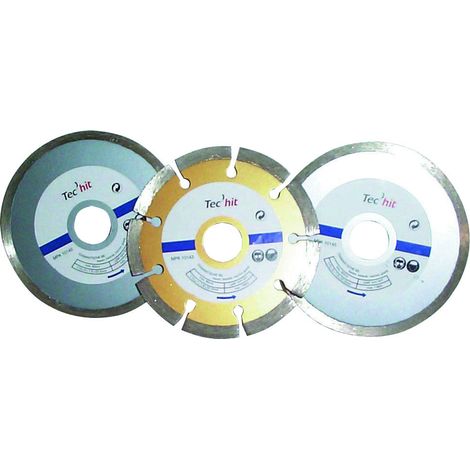 TEC HIT 220110 - Jeu 3 Disques Diamant - Sciage tous Matériaux - Jante Segmentée - Diamètre 115 mm