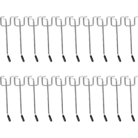 Packung mit 20 dreibeinigen Lochwandhaken aus Eisen mit Gummispitzen – 11 x 3,5 cm (1/4)