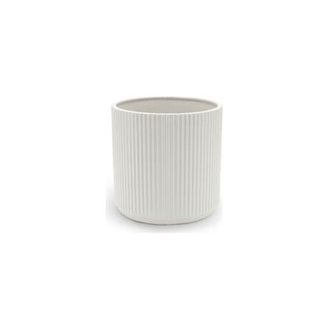 Pot de fleurs en céramique blanche à rayures verticales – Idéal pour plantation intérieure, décoration de salon, bureau ou jardin suspendu, compatible avec diverses plantes vertes,calibre 9.5 cm,haut (1/5)