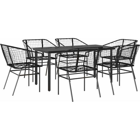 Maison Exclusive - 7-teiliges Garten-Esszimmerset aus schwarzem P