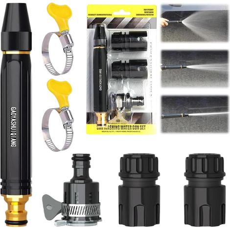 Embout Tuyau Arrosage, Buse Haute Pression pour tuyau Arrosage Pistolet Arrosage Accessoire de pulvérisation Réglable à main Résistant pour tuyau de jardin cour arrosage des (1/5)