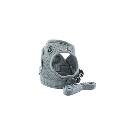 Harnais réfléchissant réglable avec laisse, gris, taille M – (1/5)