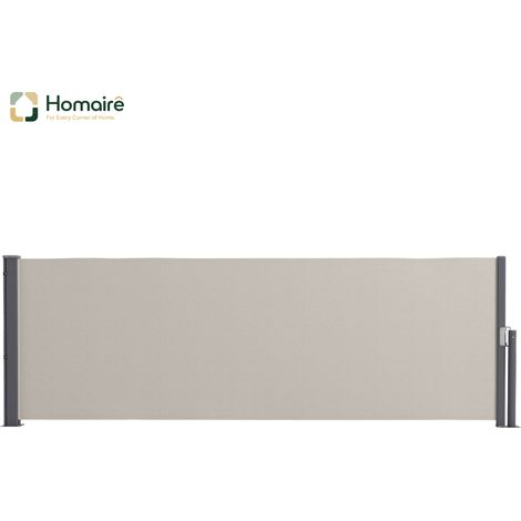 HOMAIRE Markise ausziehbar 300x100cm Garten Sichtschutzwand UV-Schutz Windschutz Polyester Hellgrau