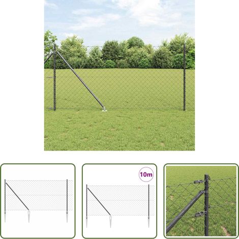 vidaXL Clôture en acier -  Poteau de clôture. Gris 10 x 1 m (maille de 60 x 60 mm) (1/5)