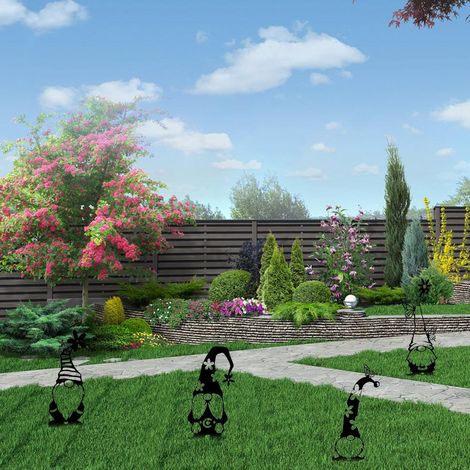 Statue de Gobelin en Métal pour Jardin, Décor Extérieur Artisanal en Fer pour Terrasse et Pelouse