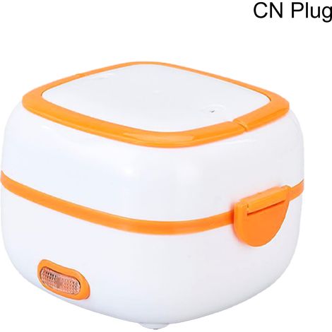 Boîte à repas électrique chauffante double couche, grande capacité, portable pour école bureau, orange, récipient intérieur en plastique PP