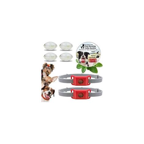 Collier Anti Puces pour Chien, RéGlable Collier Chien, Pendentif RéPulsif Aux Huiles Essentielles avec 2 Capsules RemplaçAbles, éTanche, Durable (Rouge,2pcs) (1/5)