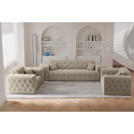 Sofaset Designersofa CHANTAL 3-1-1 in Stoff Moly Beige (1/5)