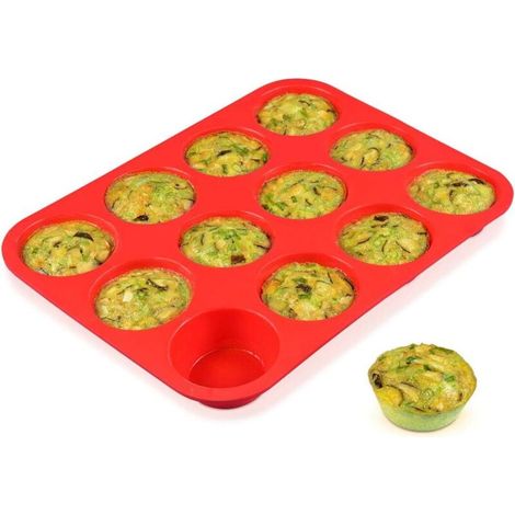 Moule à muffins en Silicone 12 tasses, moule à Cupcake antiadhésif sans BPA, 1 paquet, moule en Silicone de taille régulière (1/4)