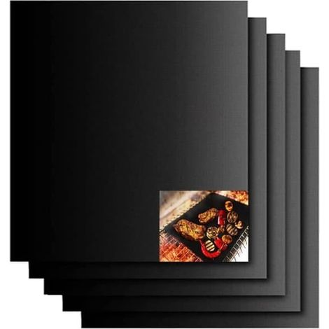 Tapis de cuisson pour barbecue - A240 - Antiadhésif - Réutilisable - 40 x 33 cm (Noir) (1/4)