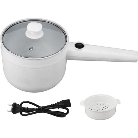 Marmite électrique 1,8 L Mini multifonction antiadhésive 2 vitesses réglables 600 W avec panier vapeur Cuiseur Ramen pour steak, œufs, soupe, prise UE 220 V (1/5)