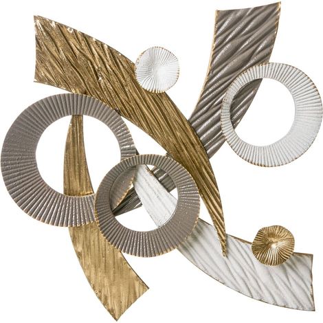 Decorazione da parete in metallo con finitura oro stile glam moderno 55x54 cm Fenit