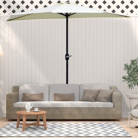 Demi-parasol Ø2,6m balcon 5 entretoises acier polyester, beige