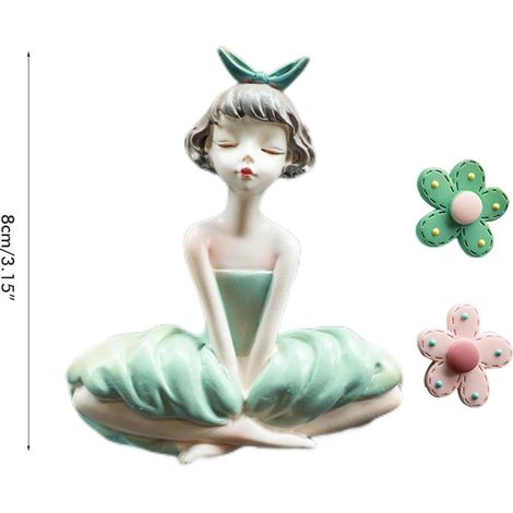 Pince ventilateur voiture fille fleur résine mignonne parfum coloré déco intérieure auto (1/5)