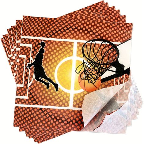 1 Ensemble couverts,assiettes papier,gobelets papier,décoration basket,fête scolaire (1/5)