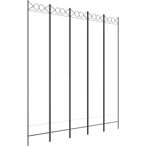 Paravent Cloison de séparation 5 panneaux, Pour Jardin, Balcon, Terrasse Blanc 200x220 cm Tissu OIB6834E (1/5)