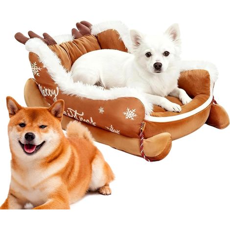 Santa Sleigh Dog Bed Christmas Warm Puppy Nest,Warm Dog Sleeping