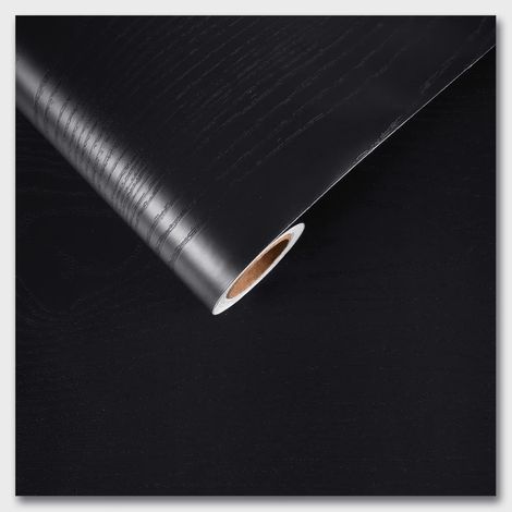 Papel pintado autoadhesivo, chapa de madera impermeable, 30x200cm, textura negra.