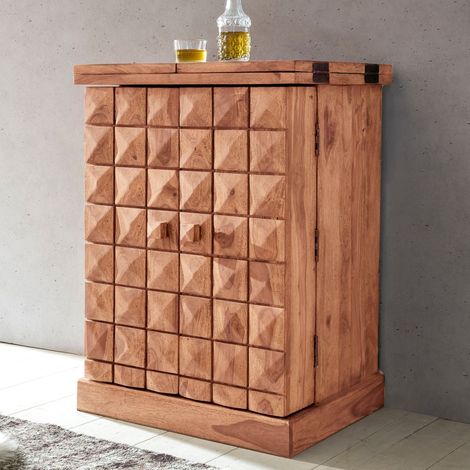 Meuble bar 65-130x50x91 cm en sheesham massif naturel - RAFFY (1/5)