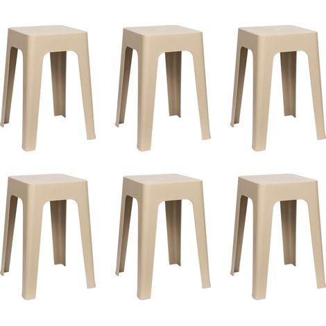 Lot de 6 Tabourets Empilables "Spectra" 47cm Beige (1/4)