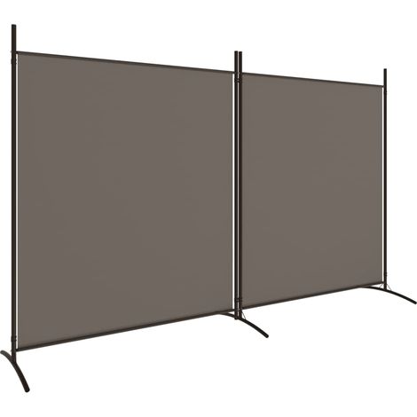 Séparateur de pièce cloison 2 panneau 348 x 180 cm tissu anthracite et fer DEC030708 (1/5)