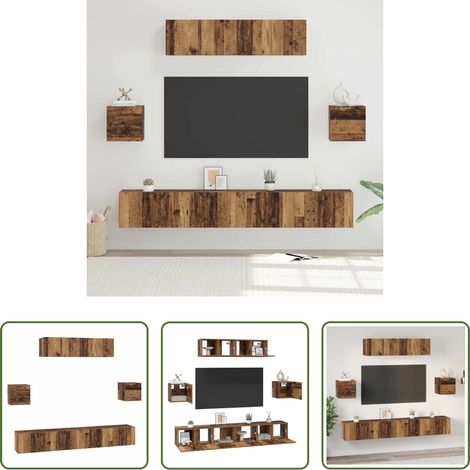 Rangement salon - Ensemble meuble TV 7 pcs Bois Ancien Bois d'ingénierie (1/5)