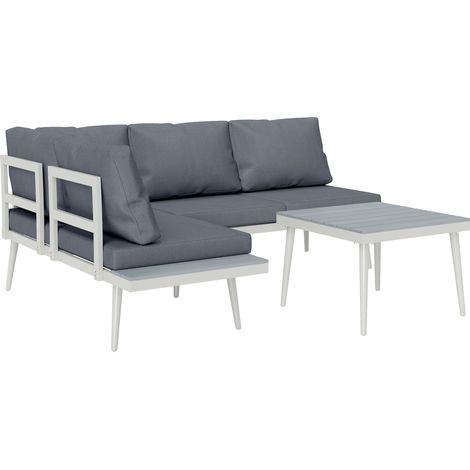 Outsunny Salotto da Esterno 2 Divani con Schienale Regolabile e Tavolino Grigio