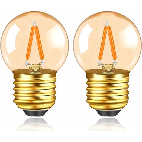 Vintage E27 Edison LED-Glühbirne, entspricht 1 W, 100 lm, warmweiß (2200 K), bernsteinfarbenes Glas, 220 V, Mini-Globe-LED-Glühbirne G40 E27, Glühfaden, dekoratives Nachtlicht, nicht dimmbar, 2er-Pack (1/5)