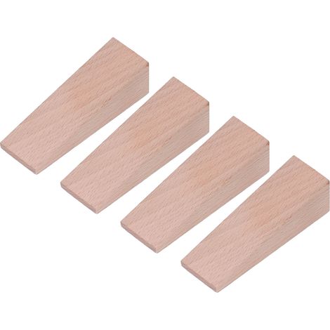 Lot de 4 cales de porte triangulaires en bois antidérapantes, sans clou, couleur bois, installation facile. (1/5)
